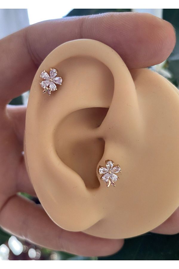 çelik zirkon taşlı tragus helix kıkırdak kulak memesi uyumlu piercing küpe