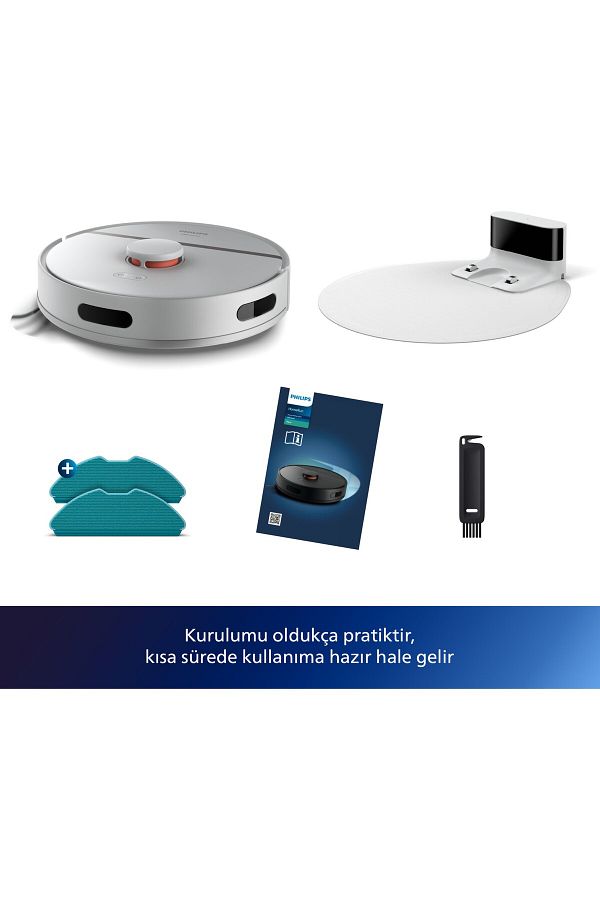 Philips VP 3000 Serisi Islak Kuru Moplu Beyaz Robot Süpürge,4000 PA , 0,35 Litre , 14,76 V , Beyaz - Görsel 3