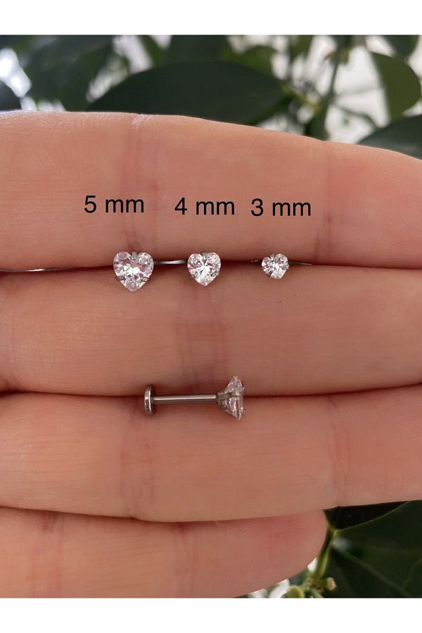 çelik 1 adet zirkon kalp model tragus helix conch forwardhelix kıkırdak lobe uyumlu piercing küpe