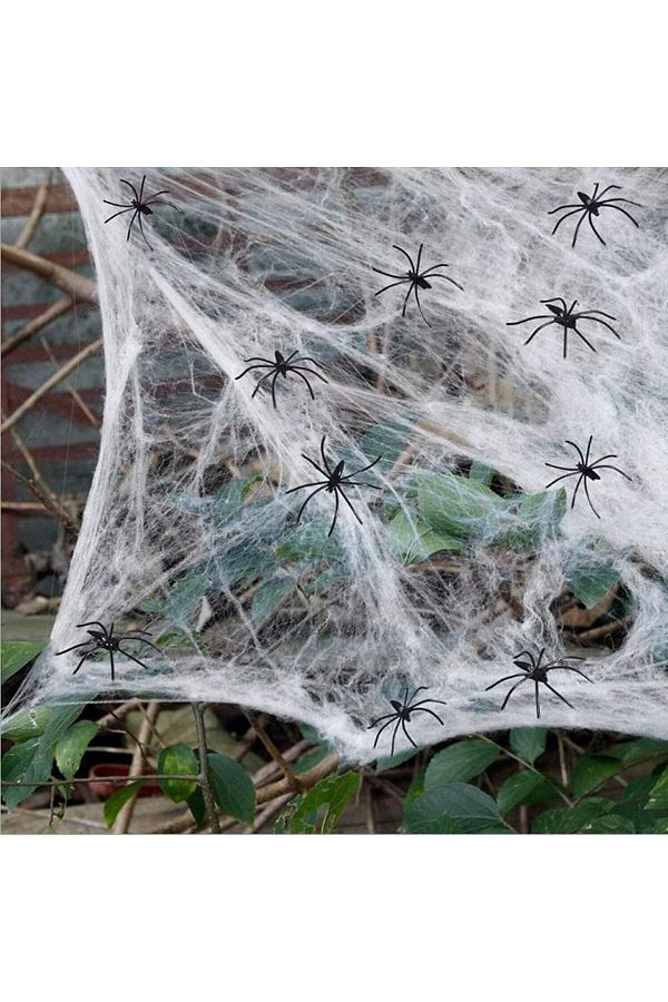 Halloween Örümcek Ağı Beyaz Renk Cadılar Bayramı Beyaz Örümcek Ağ Dekor Süs
