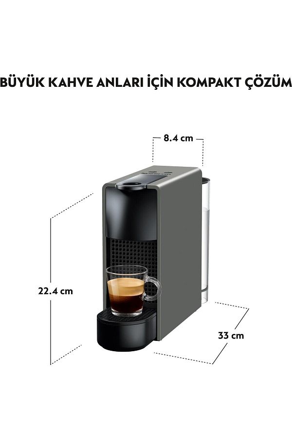 Nespresso C35 Essenza Mini Gri Kahve Makinesi ve Süt köpürtücü Aksesuar - Görsel 3