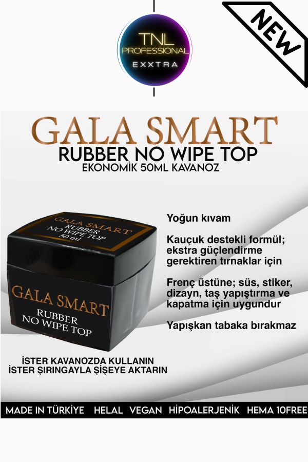 Tnl Exxtra Gala Smart Rubber Top Coat Protez Tırnak Kalıcı Oje Üst Kaplama 50 ml