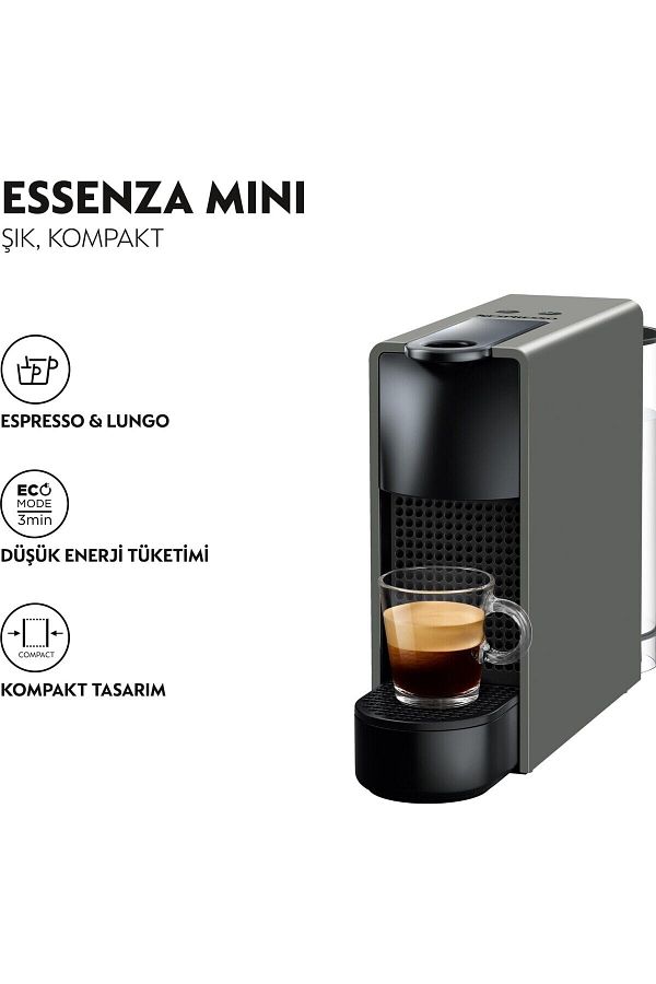 Nespresso C35 Essenza Mini Gri Kahve Makinesi ve Süt köpürtücü Aksesuar - Görsel 2