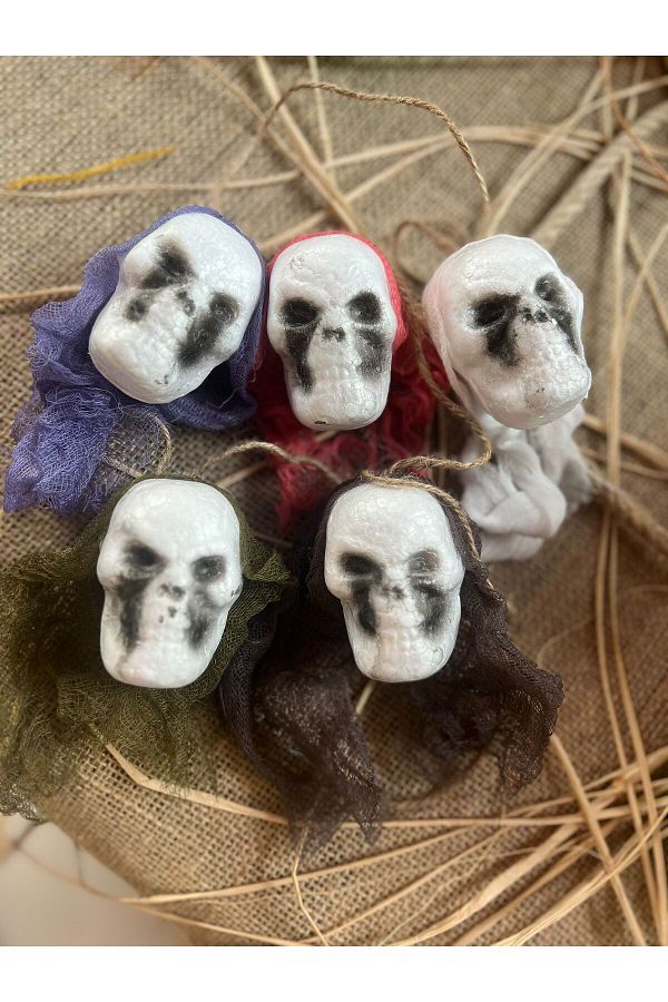 Halloween 5'Li Kuru Kafa Asma Süs İpli Cadılar Bayramı Dekor Süs 1 adet 5'li