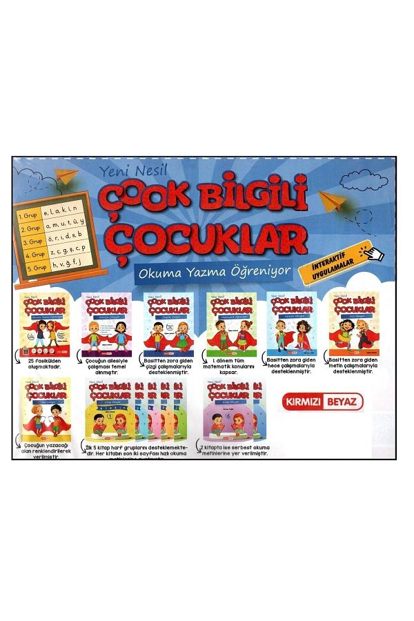 Kırmızı Beyaz 1. Sınıf Çook Bilgili Çocuklar Okuma Yazma Öğreniyor Seti