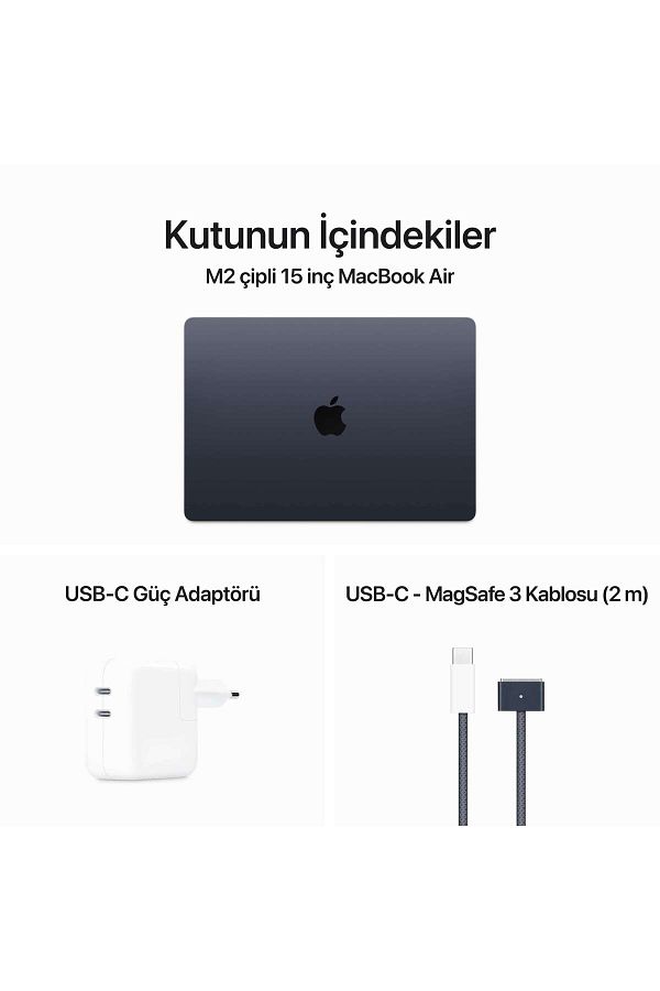 Apple MacBook Air M2 8C CPU 10C GPU 16 GB 512 GB SSD 15.3" Gece Yarısı - Görsel 8