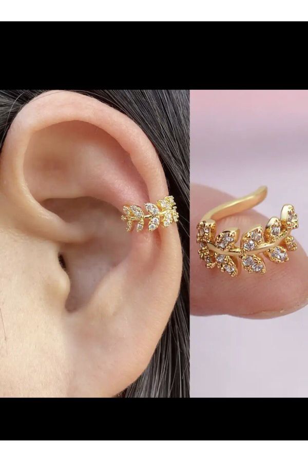 kararmaz zirkon taşlı earcuff sıkıştırmalı kıkırdak conch orbital delik gerektirmeyen küpe