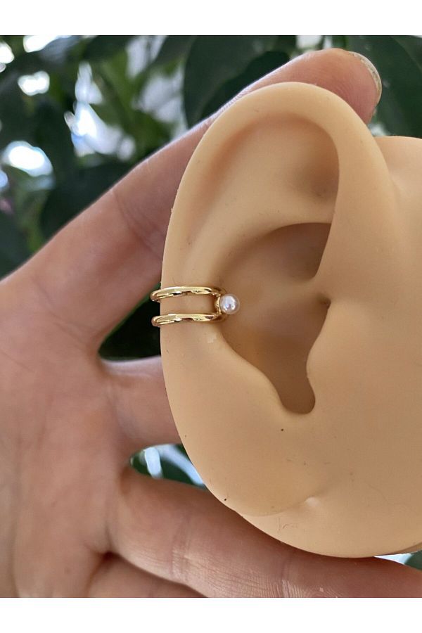 kararmaz İNCİLİ earcuff sıkıştırmalı kıkırdak conch orbital delik gerektirmeyen küpe