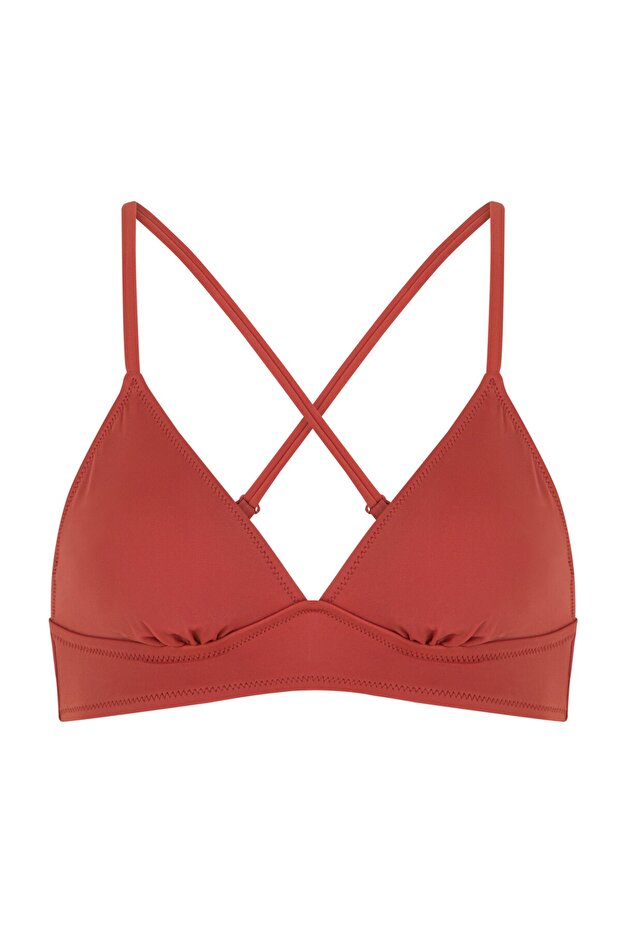 Kadın Koyu Turuncu Basic Bralette Bikini Üstü - 5