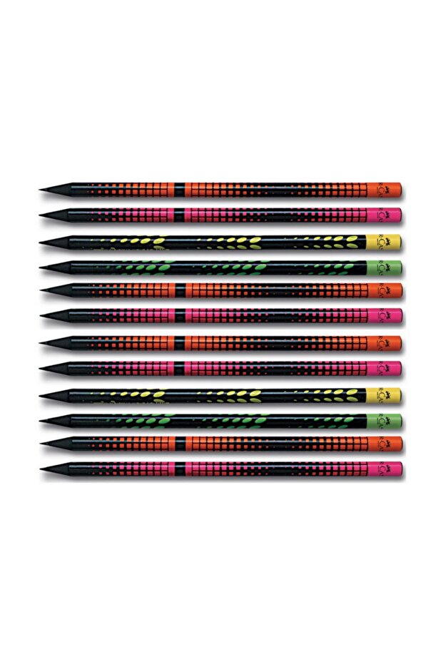 Network and Trace Patterned Round Pencil Black Wooden Pack of 12 (5242115813)