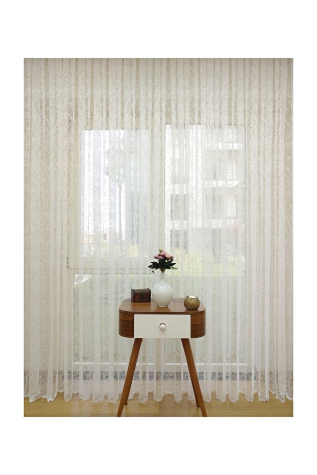 Custom Knitted Textured Tulle Curtain, 450x250, Regular Pleat, 1/2.5