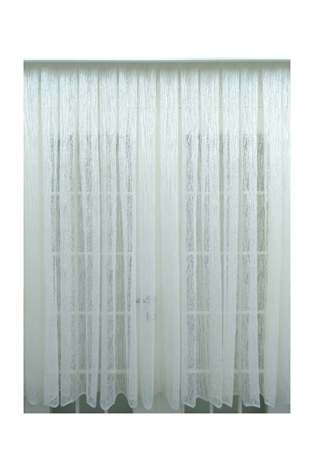 Knitted Patterned Tulle Curtain 100% Original, 100X250, Tight Pleat, 1/3
