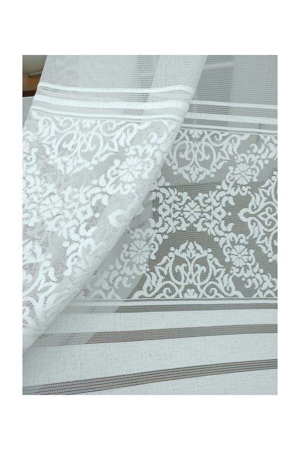 Kdk Örme Desenli Tül Perde 100% Orjinal Ürün Yüksek Kalite, 100x260, Normal Pile, 1/2.5 - 2