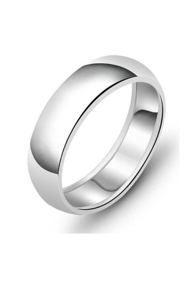 6mm Plain Domed Steel Wedding Band Ring