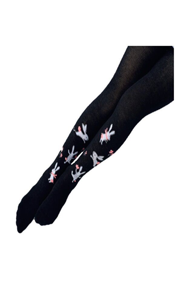 Girl's Black Pretty Rabbit Dance Pantyhose