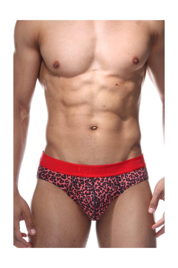 حذاء رجالي من القطن باللون الأحمر بنقشة الفهد - 1