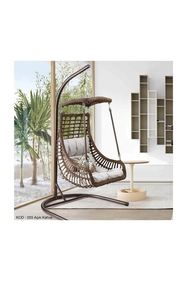 Alaçatı Tekli Rattan Bahçe Balkon Salıncağı - 1