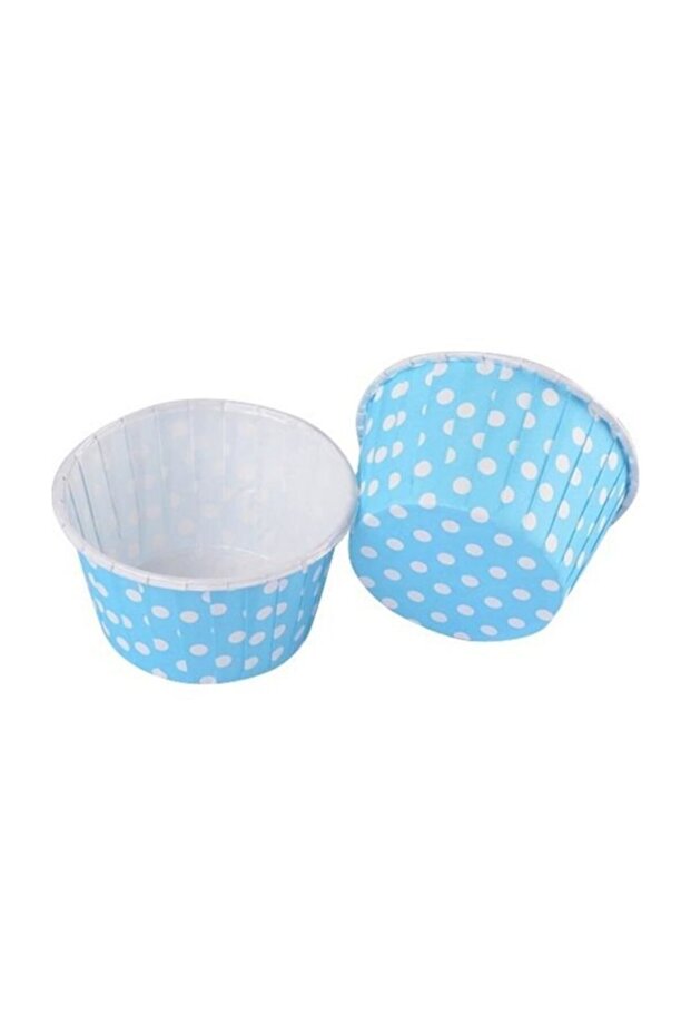 Happland 25 Pieces Blue Polka Dot Muffin Cake Mold Paper Capsule Ornament