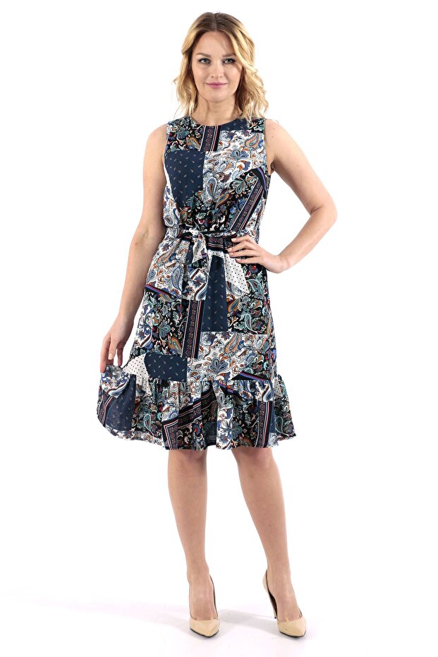 Patterned Short Dress - 1