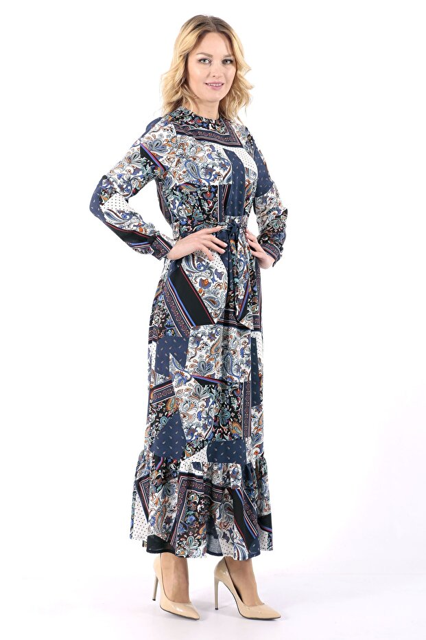 Patterned Long Dress - 4