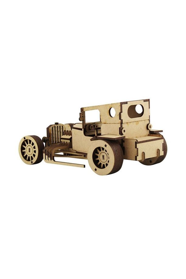 3D Ahşap T-bucket Nostaljik Araba Maketi 144 Parça - 4