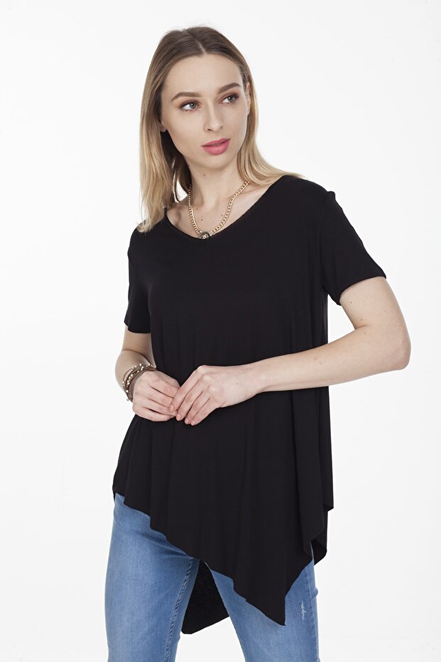 V-Neck Asymmetrical Basic Blouse - 4