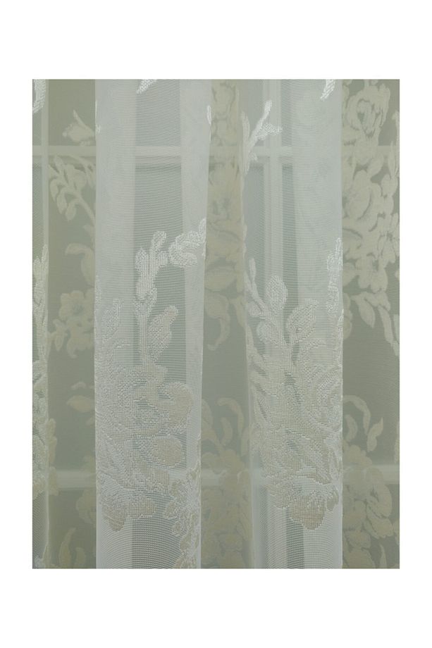 Gül Desenli Dantel Tül Perde, Normal Pile, 1/2.5 350x260 cm - 5