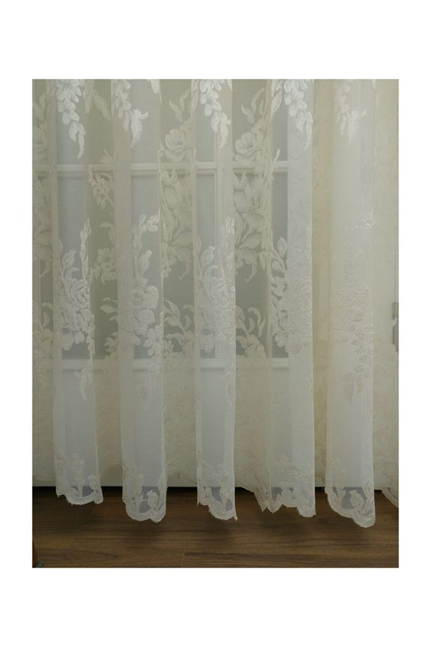 Gül Desenli Dantel Tül Perde, Normal Pile, 1/2.5 350x260 cm - 6