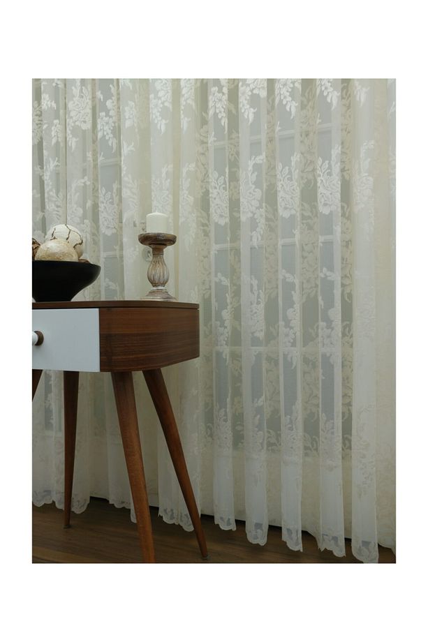Gül Desenli Dantel Tül Perde, Normal Pile, 1/2.5 350x260 cm - 7