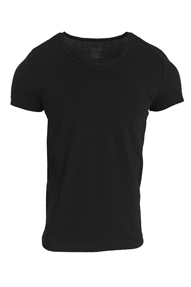 Unisex Basic V-Neck Black T-shirt