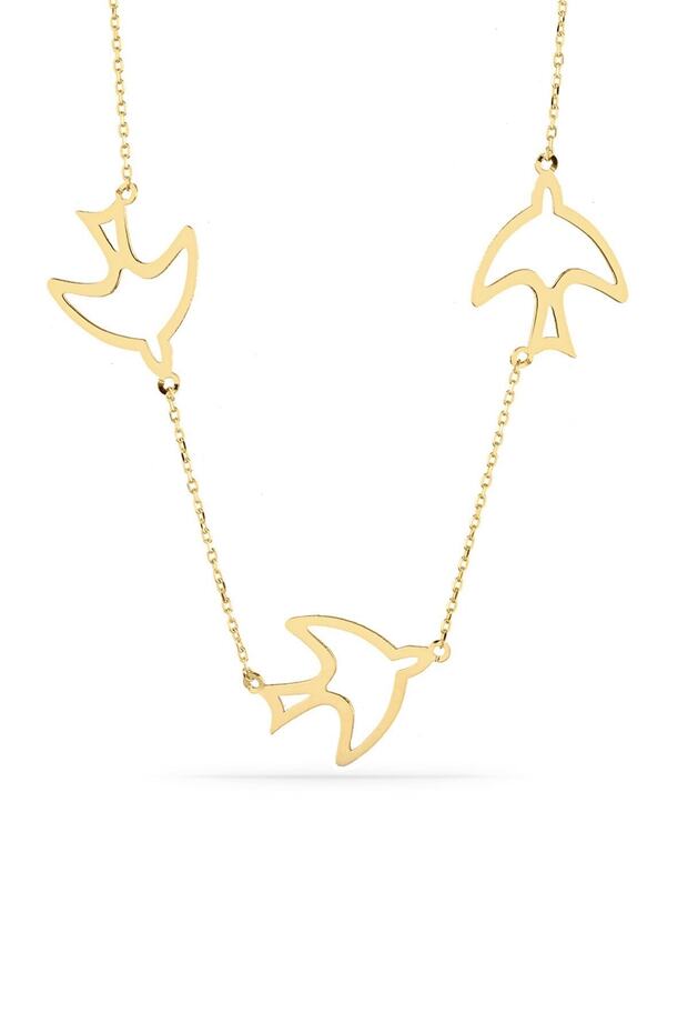 Üçlü Kırlangıç Gümüş Kolye - 1