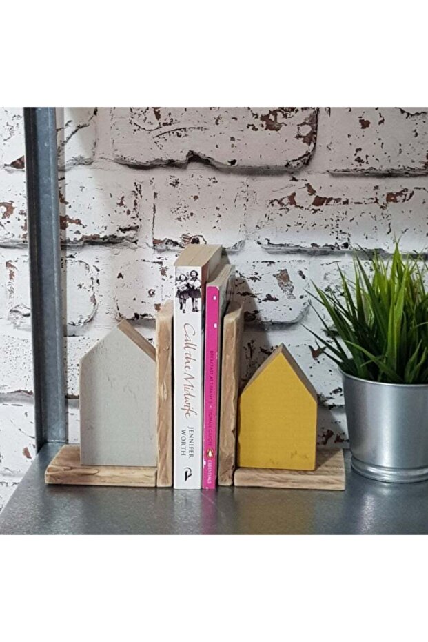 Ahşap Ev 2'li Kitap Tutacağı - 2