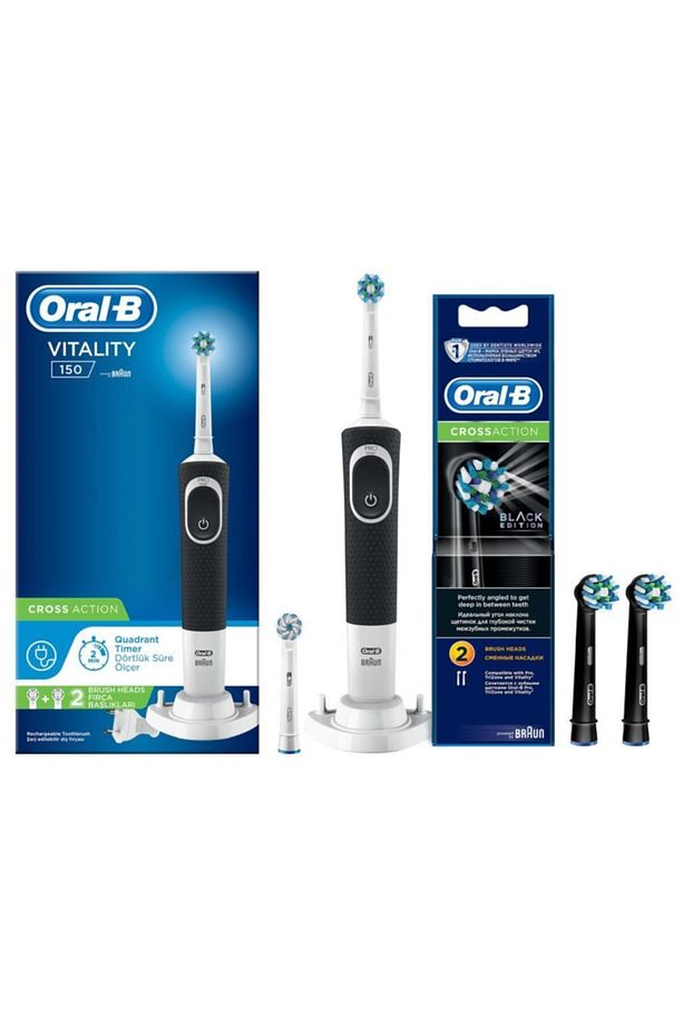 Vitality D150 Şarj Edilebilir Diş Fırçası Cross Action+siyah 2'li Yedek Başlık - 3