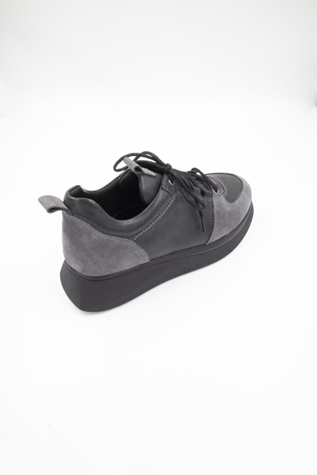 Kadın Gri Kalın Taban Ayakkabı - 3