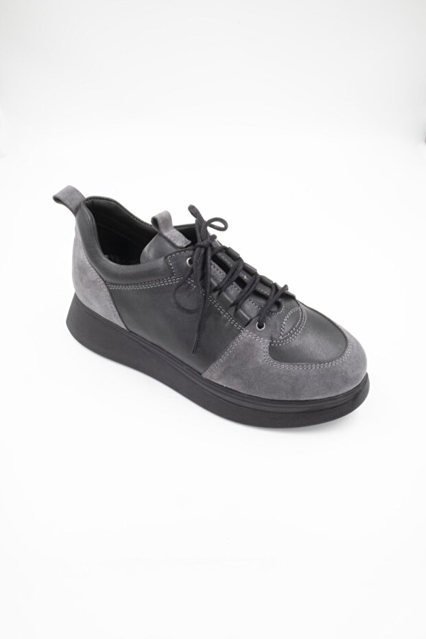 Kadın Gri Kalın Taban Ayakkabı - 4