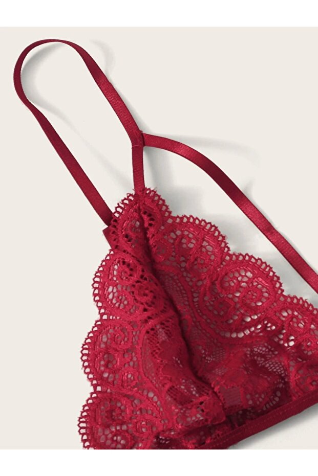 Dantel Sütyen Külot Takımı Bordo Kadın - 3