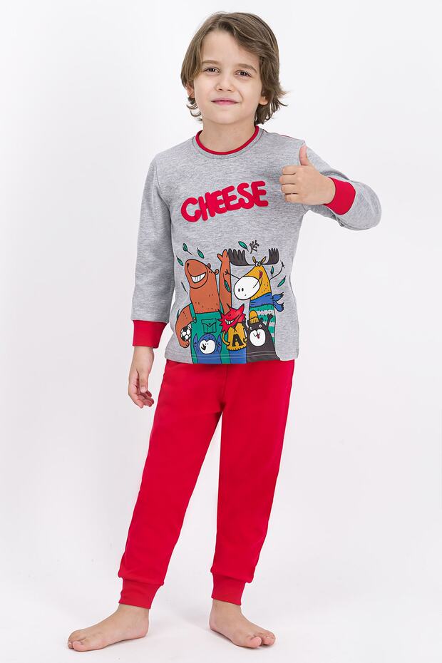 طقم بيجامة صبياني رمادي - 1