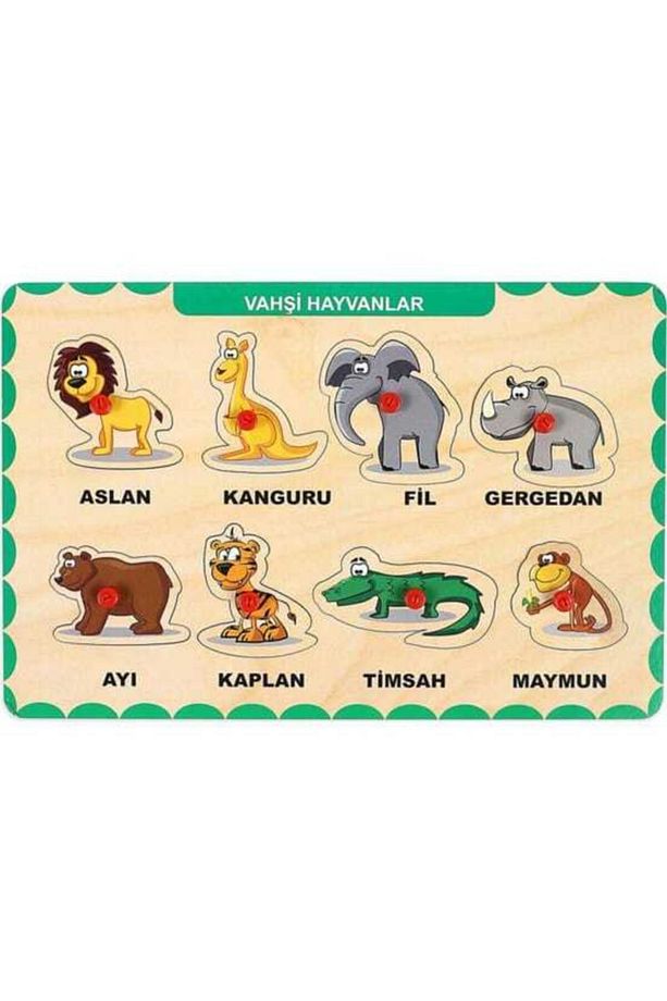 Ahşap Tutmalı Eğitici Yapboz Puzzle Seti 4 Adet - 5