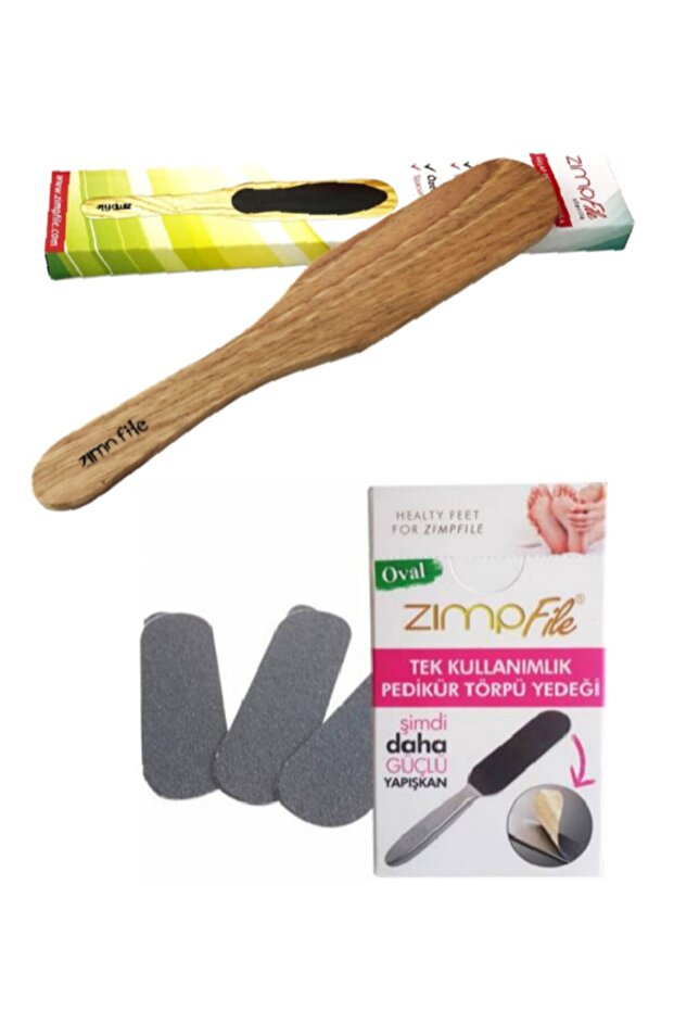 Zımpfile Wooden Pedicure Spatula + Pedicure Refill 100 Pieces