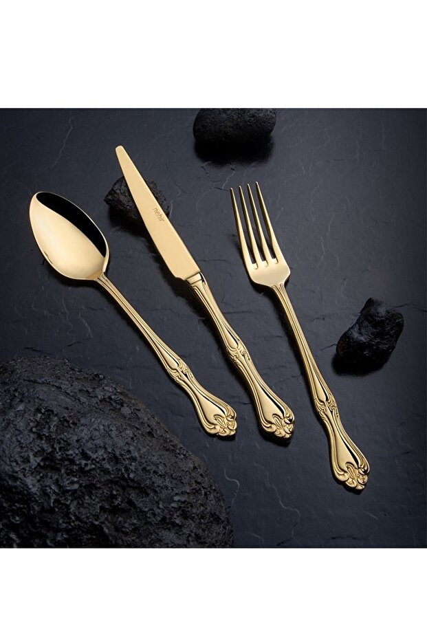 Lalezar Titanium Gold 84 Piece Boxed Fork Spoon Knife Set
