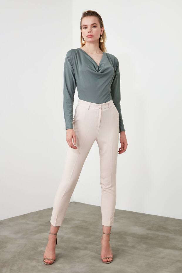 Taş Basic Cigarette Dar Paça Dokuma Kumaş Pantolon TWOSS19ST0038 - 7