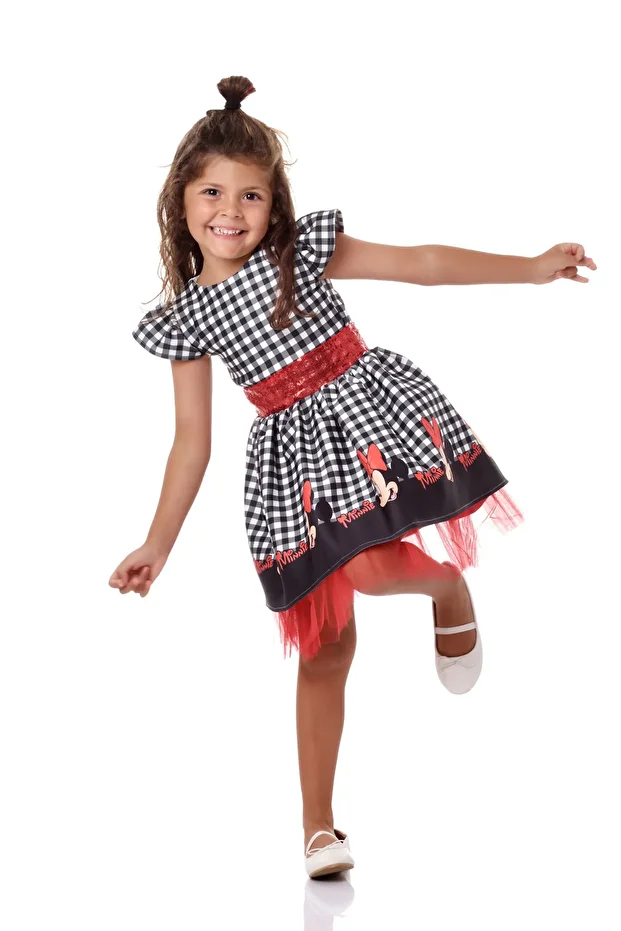Kız Çocuk Siyah Minnie Mouse Elbise - 1
