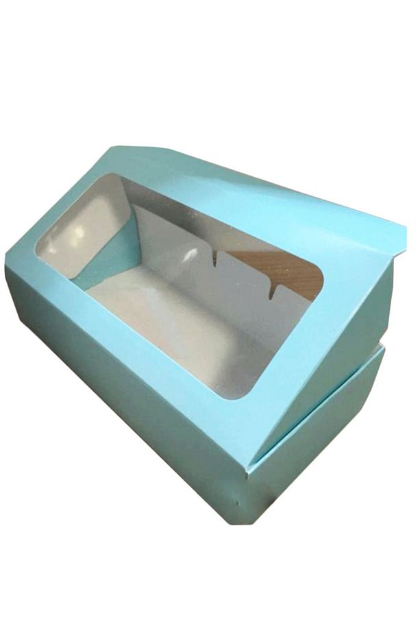 Pencereli Karton Kutu Düz Renk 20X10X5 CM  (10 Adet) Mavi - 2