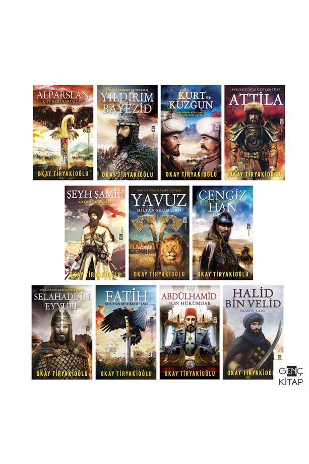 Okay Tiryakioğlu 11 Kitap Tarihi Roman Seti Alparslan-attila-fatih-yavuz-abdülhamid-cengiz Han - 1