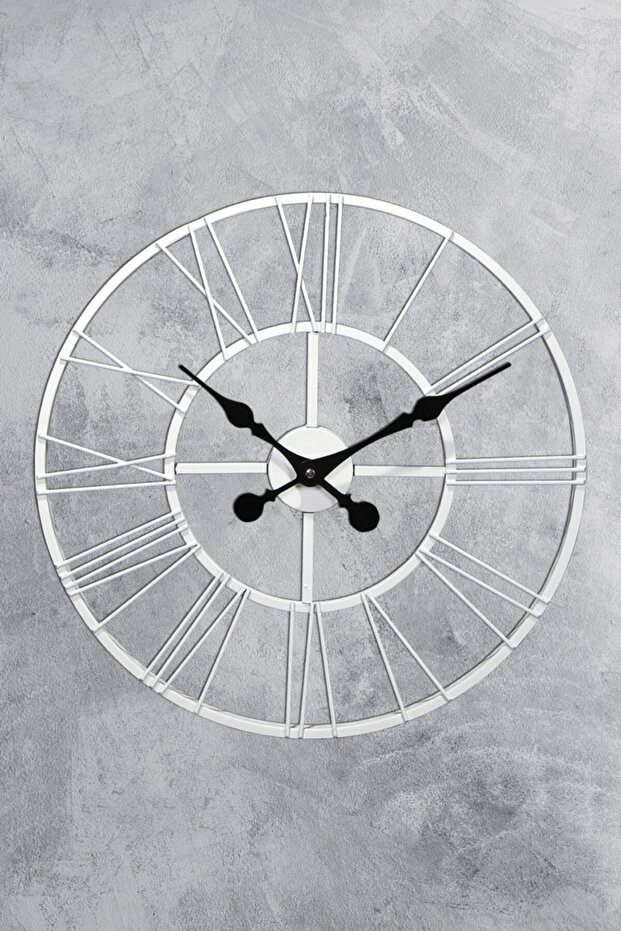White Metal Profile Decoration 50 cm Wall Clock
