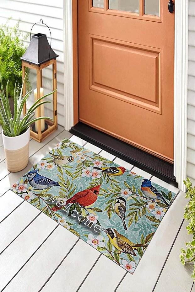 Rengarenk Kuşlar Dekoratif Kapı Önü Paspası - 2