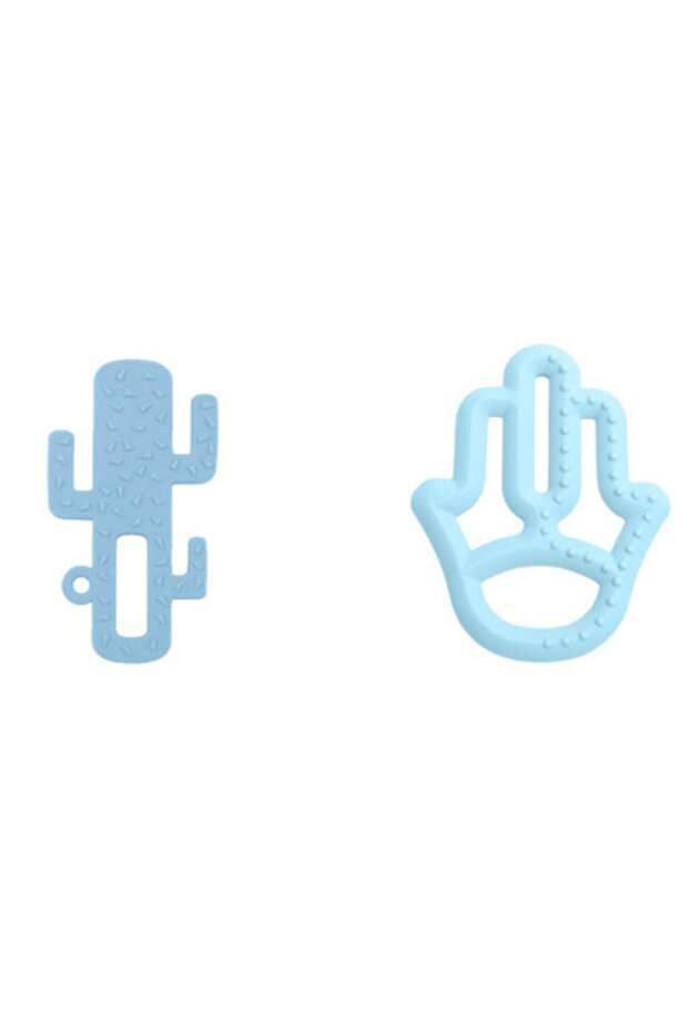 Cactus + Mother's Hand Teether Set Blue