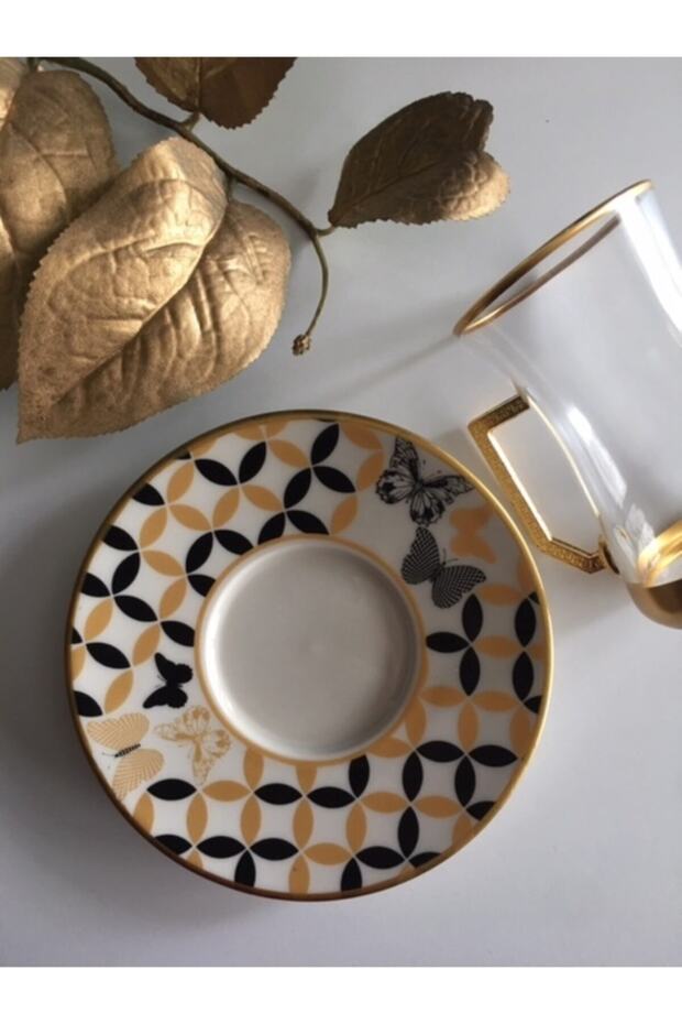 Kelebek Kulplu 12 Parça Çay Seti - 1