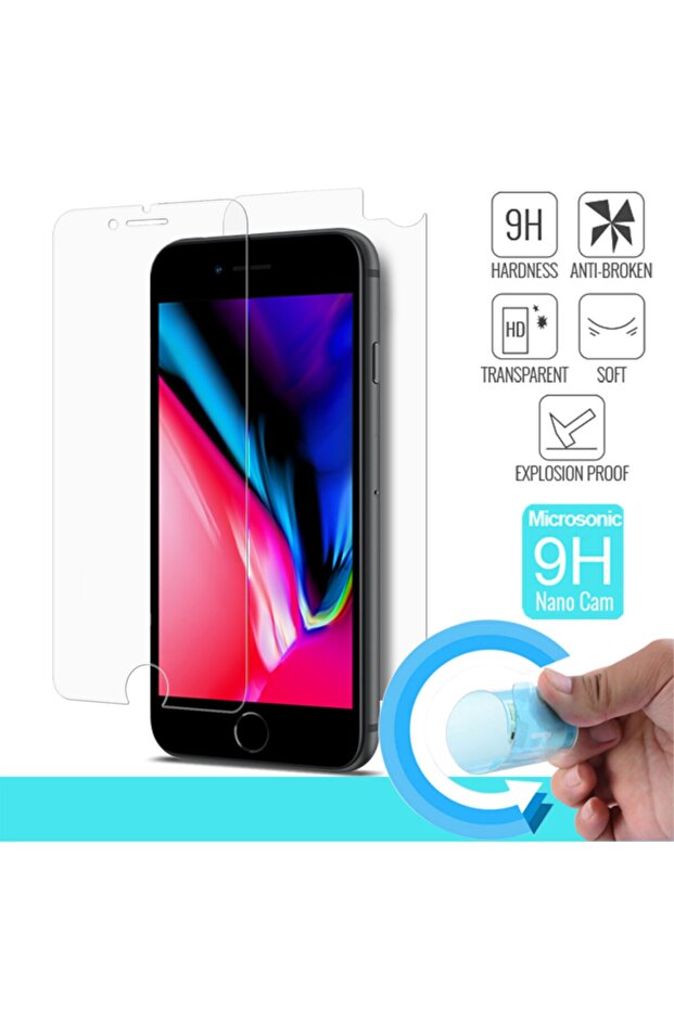 Apple Iphone 8 Front + Back Nano Glass Screen Protector Unbreakable Film - 1