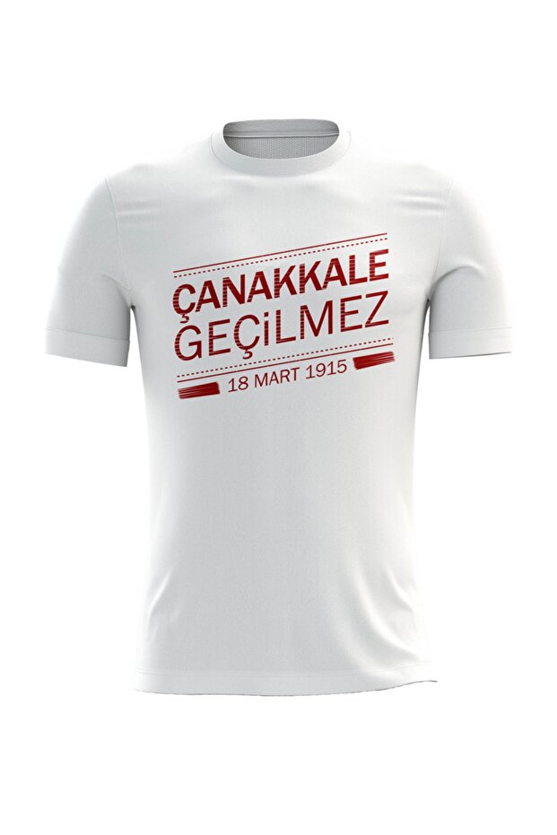 Unisex White Çanakkale Victory Themed T-Shirt 03